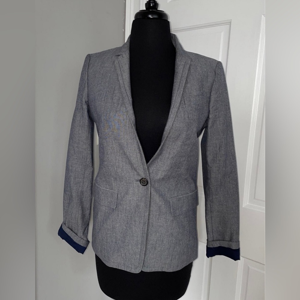 J.Crew light denim material blazer, size 2